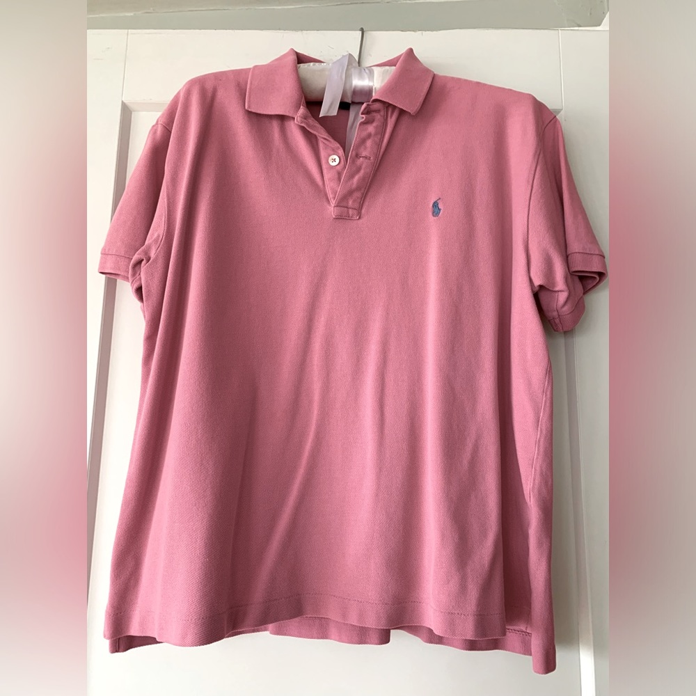Ralph Lauren Sport Wm’s Sz Large Polo Shirt Pink Short Sleeve Small Horse Logo